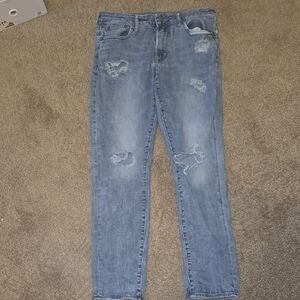 American Eagle Outfitters Blue Slim Jeans with Distressed Details